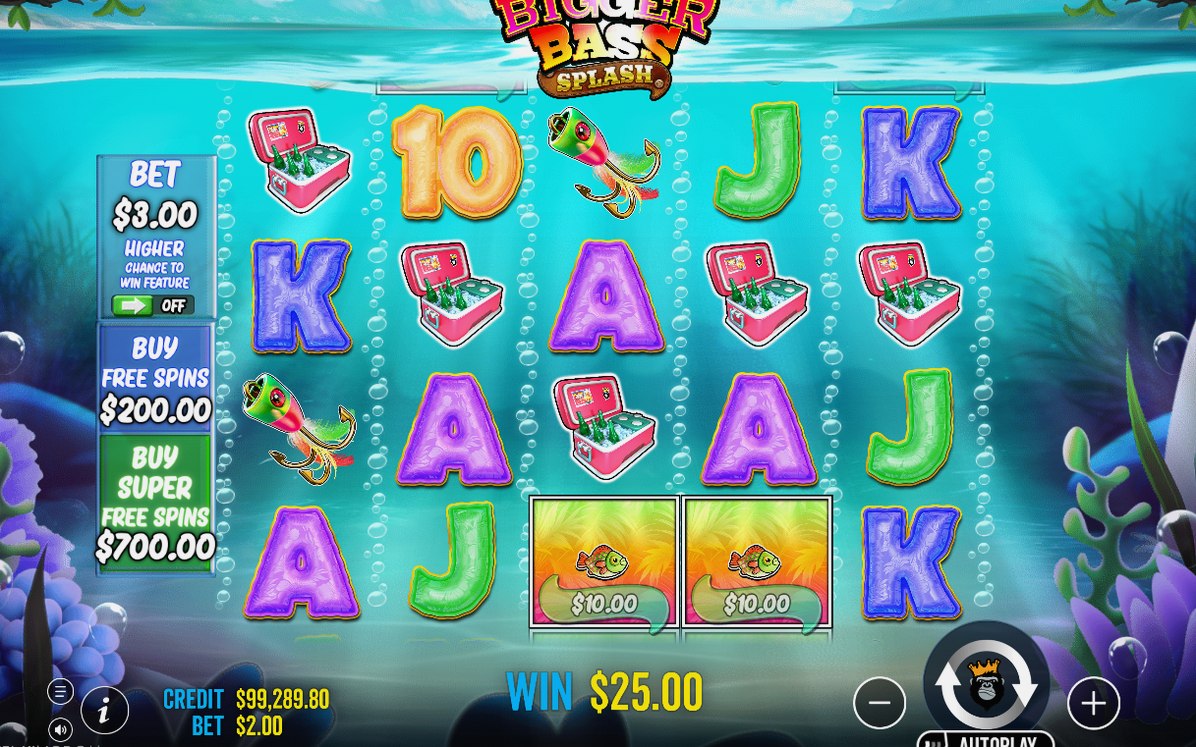 The 5x4 reels with fish carrying MONEY values