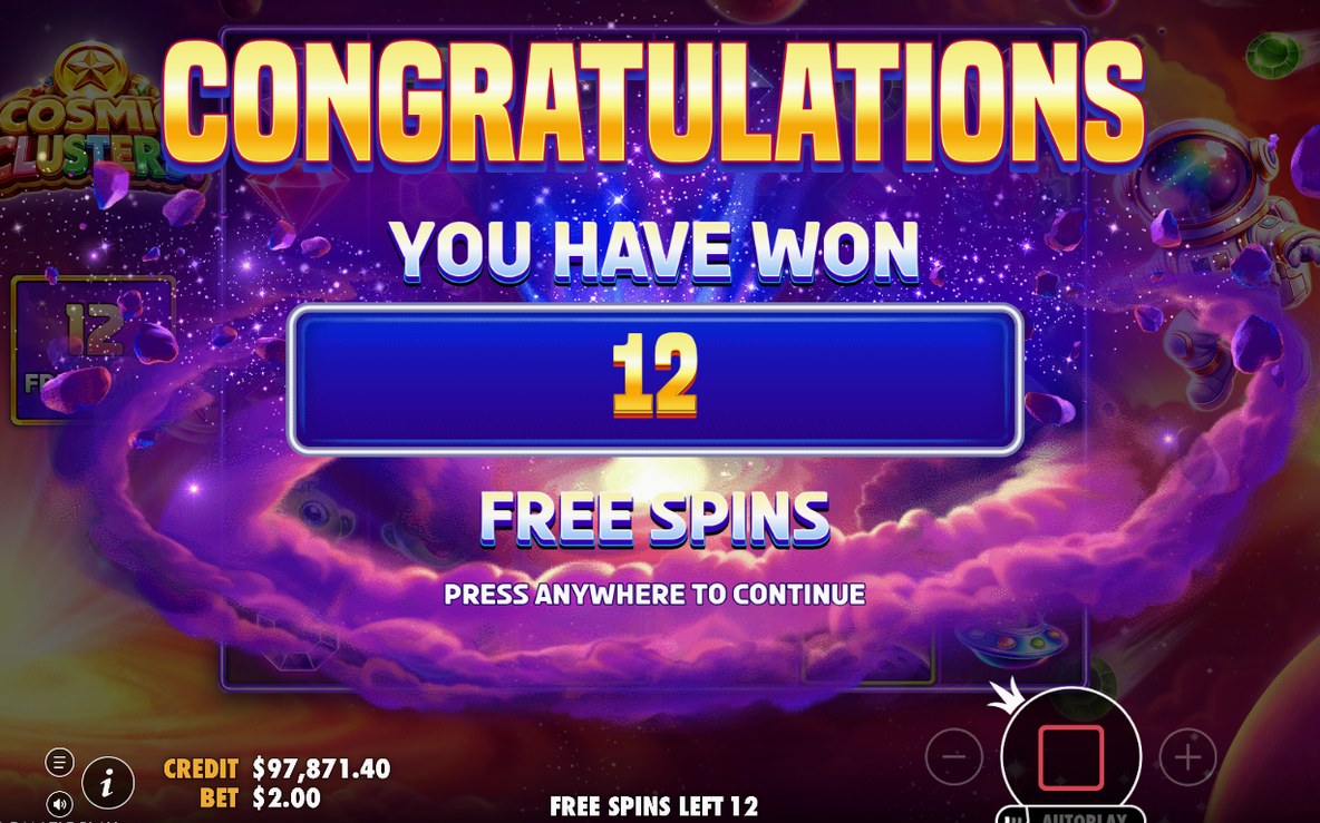 Three SCATTER opening the free spin round