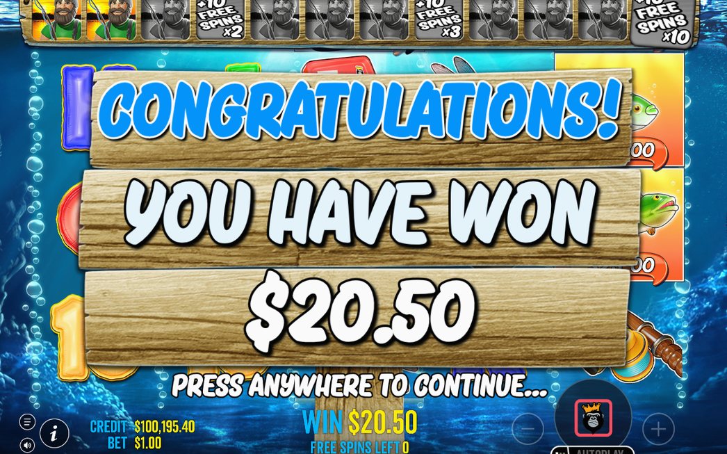Winning line highlighted, paid at the bet you chose
